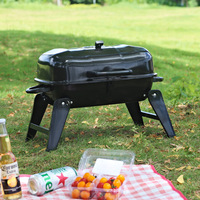 Promotion : Barbecue portable pliable OEM pour camping, mini-grill à charbon de bois en acier noir, coupe-vent et détachable