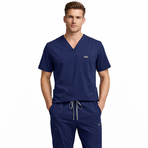 Uniformes Quirúrgicos para <span class=keywords><strong>Hombre</strong></span> y Mujer, Conjuntos de Uniformes Médicos de Tela Elástica, Conjuntos de Uniformes de Enfermería con Cuello en V y 3 Bolsillos, Uniformes de Hospital - Product Image 1