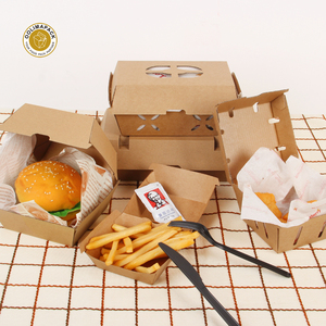 Food Packaging Takeaway Eco Friendly Food Burger Packaging Food Grade Printed Paper Material Fast Food Box Packaging Hamburger Takeaway Folding Box Eco Friendly Burger Box With Holes