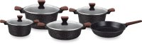 Ucc-Life Classic Batterie de cuisine 9 pièces avec fond d'induction écologique Ustensiles de cuisine en métal avec couvercle en verre trempé