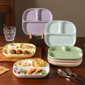 Assiette rectangulaire en porcelaine à trois compartiments, couleur unie, pour la restauration des adultes, cadeau personnel, usage hôtelier - Product Image 4