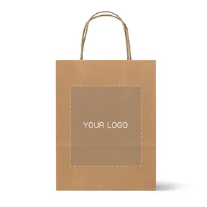 Wholesale Brown White kraft Paper Bags Logo Customer Logo Shopping Bag Free Design Gift Takeaway Milk Tea Craft Paper Bag