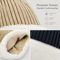 Bonnet classique personnalisé en tricot côtelé avec revers en polaire Teddy, idéal pour le ski, les sorties décontractées et les escapades hivernales en cabane.