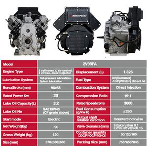 농업 워킹 트랙터 디젤 엔진, 27 마력 전기 시동 2 기통 V 공랭식 디젤 엔진 - Product Image 5