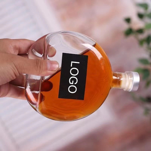 Logo personnalisé 250ML 500ML Bouteilles en verre vides rondes et plates pour whisky blanc spiritueux fruits vin tequila et brandy - Product Image 3