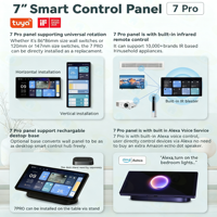 Panel de Control Inteligente para el Hogar 7 Pro con Gateway Multiprotocolo Integrado, Control Remoto IR Alexa, Automatización del Hogar Tuya, Pantalla Táctil con IA