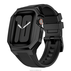 Kit de modification pour <span class=keywords><strong>Apple</strong></span> <span class=keywords><strong>Watch</strong></span> <span class=keywords><strong>Series</strong></span> 8 7 6 SE <span class=keywords><strong>5</strong></span> 4 <span class=keywords><strong>44mm</strong></span> 45mm Boîtier en <span class=keywords><strong>acier</strong></span> <span class=keywords><strong>inoxydable</strong></span> Bracelet sport en caoutchouc fluoré de luxe - Product Image 2