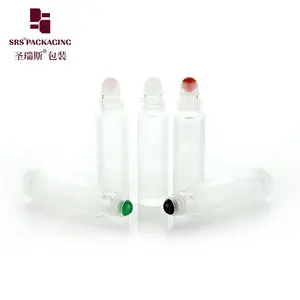 Luxury jade stone ball 10ml clear oil roller bottles roll on massage skincare packaging