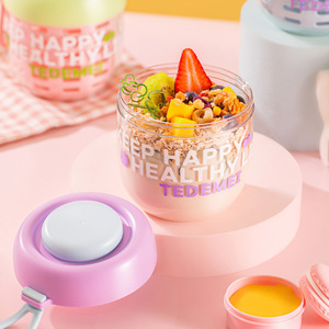 Salad Cup Compact Portable Airtight Lunch <b>Box</b> With Dipping Sauce <b>Container</b> For Office Students - Product Image 2