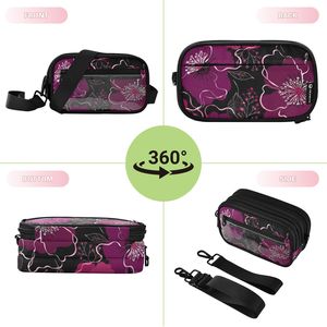 Bolsos Cruzados Transparentes de PVC con Flores Púrpuras Estilo Hawaiano, Portátiles, 3 en 1, Ligeros, de Poliéster, para Teléfono Móvil - Product Image 5