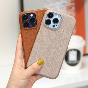 สำหรับไอโฟนเคสโทรศัพท์มือถือหนังเทียมสีบริสุทธิ์กันกระแทกสีชมพูสีม่วง - Product Image 2