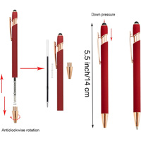 Stylo bille et stylet 2 en 1 en métal rose doré de qualité supérieure avec logo gravé personnalisé pour cadeaux d'entreprise, utilisation au bureau