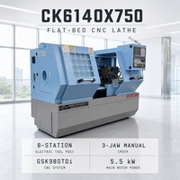 Tour CNC CK6140X750, porte-outils électrique à 8 postes, système de commande 980TDI, machine-outil horizontale pour usinage CNC du métal