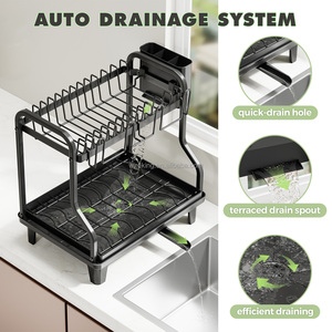 WIREKING Escurridor de Platos Metálico de 2 Niveles con Bandeja Antigoteo y Porta Cubiertos para Cocina - Product Image 5