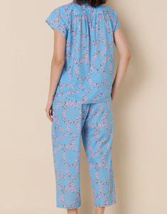 Ensemble de pyjama floral personnalisé pour femmes, manches courtes, en coton, fabricant de pyjamas en gros, vêtements de nuit élégants <span class=keywords><strong>et</strong></span> confortables pour femmes - Product Image 3