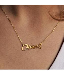 Kalung Stainless Steel liontin huruf Arab berlapis emas 18k pribadi kualitas tinggi nama kustom grosir untuk wanita - Product Image 5