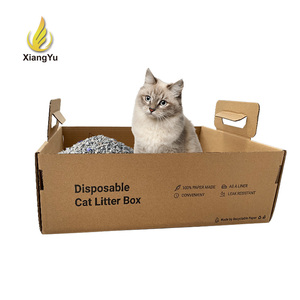 Bac à litière pour chat en carton ondulé personnalisé, écologique, à dessus ouvert, en kraft, pour les voyages, les refuges, les foyers multi-chats, vente en gros - Product Image 1