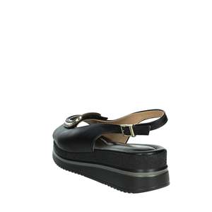 Sandales compensées pour femme Valleverde V32104 en cuir noir style plateforme - Product Image 2