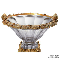 Assiette à fruits de luxe européenne et américaine ornements de table à thé en céramique de cuivre et cristal décorations pour l'ameublement de salon et de maison