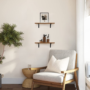4 Pack Rustic Wood Floating Wall Shelves Corner & Straight Wall Mounted Shelves for Bedroom Kitchen Bathroom - Product Image 3