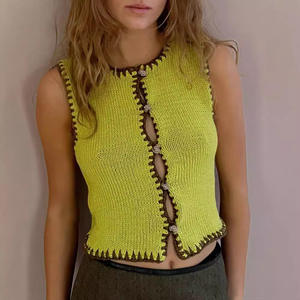 <span class=keywords><strong>H</strong></span>-02320 Nuevo Top de Manga Corta Ultra Corto con Cuello Bordado y <span class=keywords><strong>Chaleco</strong></span> a Juego - Product Image 2