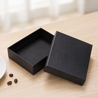Boîte cadeau personnalisable en carton gaufré noir mat texturé, réutilisable et écologique, avec couvercle et base, pour bijoux, cosmétiques, montres