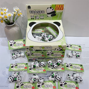 3D-Radiergummi-Set 3 Stück/Beutel Niedliche Tier-Panda-Schul-Radiergummis Kawaii Lustige Radiergummis Kinder-Schreibwaren-Set Bürobedarf und Schreibwaren - Product Image 1