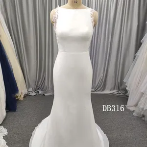 2024新しい花嫁クレープマーメイドドリームファッションバージョン薄いレースショルダーブライダルウェディングドレス