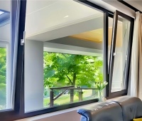 Ventana Abatible y Giratoria de Aluminio BOCHARM con Visión Clara, Doble Vidrio Templado Low-E, Insonorizada, Ecológica, para Jardín