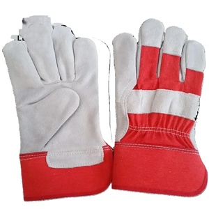 Guantes de Trabajo de Cuero Vacuno de Palma Completa, Estilo Occidental, Amarillo y Rojo, para Construcción, Seguridad Laboral, para Hombre y Mujer - Product Image 1