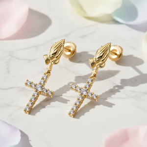 Pendientes Colgantes de Cruz con Incrustaciones de Circonita Cúbica 5A, Plata 925 Bañada en Oro, Estilo Hip Hop, para Hombre, Regalo de Aniversario de Bodas, Joyería - Product Image 1
