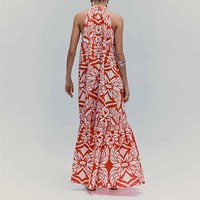 Nuevo Vestido Maxi sin Mangas con Estampado Personalizado, Tejido Ligero, Asimétrico y Transpirable, Venta Directa de Fábrica