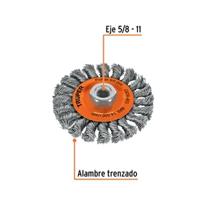 Máquina cardadora circular BOX 4, alambre trenzado de 4', eje de 5/8'-11, TRUPER - Product Image 3