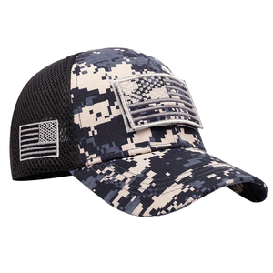 Atacado Men's Sporty Casual Baseball Cap EUA Bandeira Patch Tear-Away Proteção UV Custom <span class=keywords><strong>Mesh</strong></span> Camo Cap para uso ao ar livre - Product Image 2