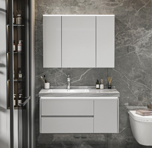<span class=keywords><strong>Mueble</strong></span> de <span class=keywords><strong>Baño</strong></span> Moderno de Madera Maciza con Espejo Multifuncional, Lámpara y Amplio Espacio de Almacenamiento, Diseño Cuadrado para Colgar en la Pared, Última Moda 2026 - Product Image 2
