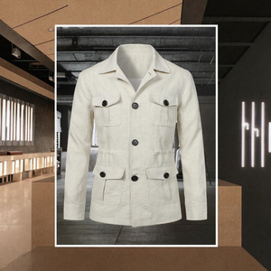 Ohsisa 2025 Veste <span class=keywords><strong>Homme</strong></span> Printemps Automne Nouvelle Collection Multi-Poches Boutonnée Lin Décontractée Col Rabattu Réversible <span class=keywords><strong>XS</strong></span> 6XL - Product Image 3