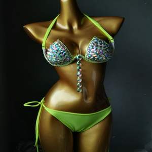 New <strong>Samba</strong> Carnival Dance Rhinestone Bikini Set High Waist Bra Party Crystal Silver Stone Handmade Crystal Dry Plus <strong>Size</strong> - Product Image 4