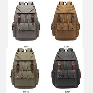 Sac à dos d'ordinateur en toile et <span class=keywords><strong>cuir</strong></span> véritable décontracté pour hommes, sac d'école pour hommes - Product Image 3