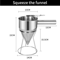 Dispenser Adonan Pancake Komersial JIEYI, Stand Pastr, Corong Piston, Aksesoris Panci Pembuat Waffle Bahan Stainless Steel