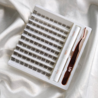 Kit d'extension de cils DIY Marque Privée, Cils en grappe individuels, Vente en gros, Emballage de luxe en feuille d'or, Courbure CD, Grappes de cils pré-coupées