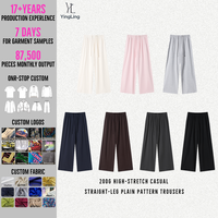 Pantalon de survêtement unisexe Yingling personnalisé avec logo, en toile très extensible, coupe droite décontractée, motif uni, coupe ample et épaisse