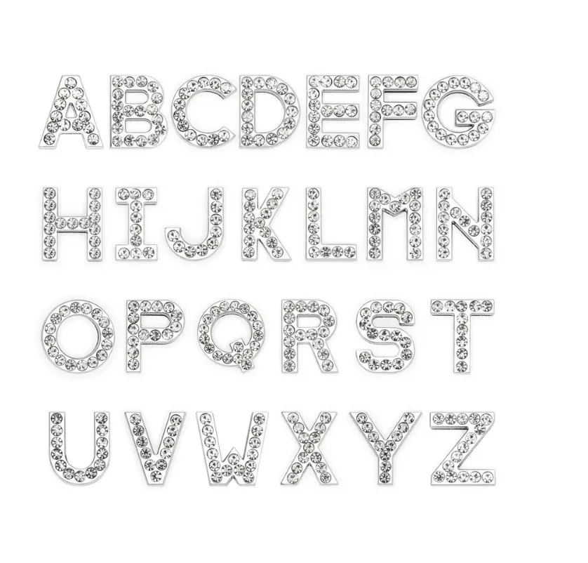 الجملة 18 مللي متر A-Z الزنك سبائك بلينغ حجر الراين الأبجدية الأولي رسائل الشريحة سحر التبعي ل Diy مجوهرات الأزياء صنع