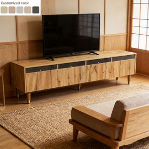 Mueble para <span class=keywords><strong>TV</strong></span> de Madera Acanalada Estilo Mid-Century, Estándar Europeo, Ecológico, Gran Capacidad de Almacenamiento, Consola Multimedia para Dormitorio, Comedor y Sala de Estar - Product Image 1