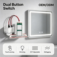 Interrupteur tactile à double bouton 12V 60W pour miroir de maquillage LED monochrome avec fonction anti-buée