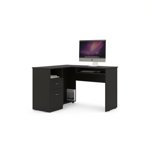 Scrivania a L per Computer con Vassoio per Tastiera, Due Cassetti e Un Ripiano Aperto, Serie Idra di Depot E Shop - Product Image 1