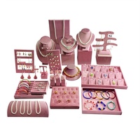 Présentoir de bijoux en velours rose de luxe haut de gamme pour collier bague Bracelet accessoires de fenêtre Premium conteneur de bijoux élégant