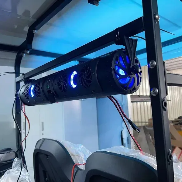 Barra de som alto-falante marinho para uso externo Bluetooth 24 polegadas com sistema de som e luzes LED alto-falante UTV ATV golfcar