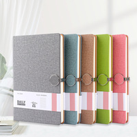 Libreta de Regalo Empresarial con Hebilla Redonda, Bloc de Notas A5 Creativo de Tela y Cuero PU, Registra este Día, Venta al por Mayor Personalizada