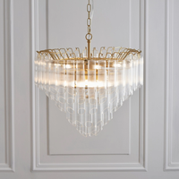 Lustre en verre transparent à 12 lumières avec bords angulaires, LED dimmable, certifié CCC.CE.RoHS, garantie 3 ans pour la maison et les mariages