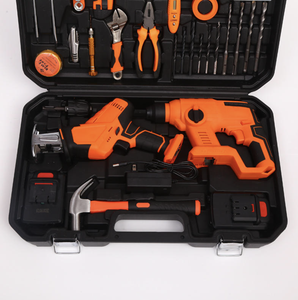 Ensemble d'outils d'électricien robuste de 105 pièces, perceuse au lithium, scie sauteuse, fraise d'angle, faucille, pioche, étui rigide portable - Product Image 3